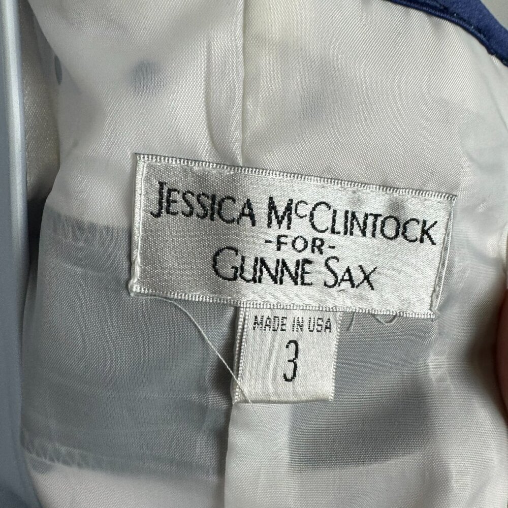 Jessica McClintock For Gunne Sax Vintage Strapless Dress Satin Polka Dots Q17 - Picture 4 of 4